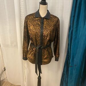 Talon golden/ black genuine leather jacket, S